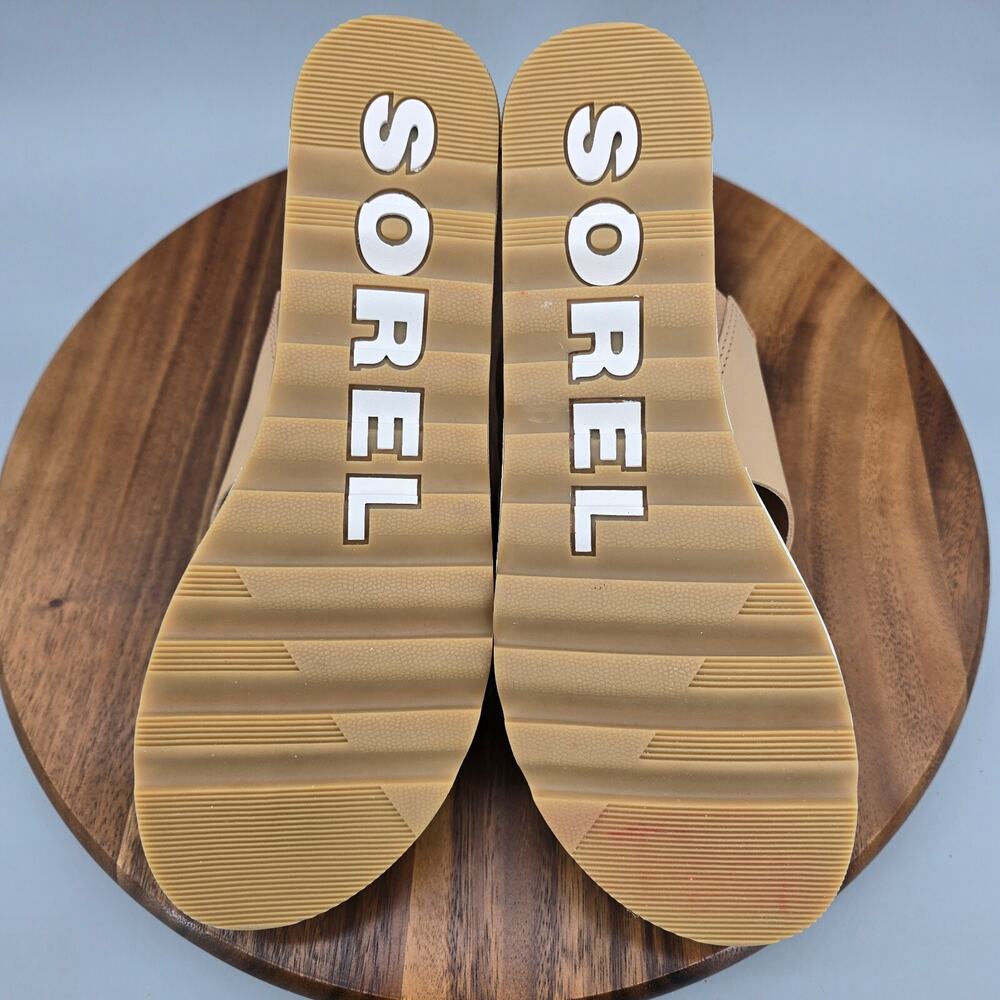 Sorel Cameron Sandals Womens 10 Chalk Beige Slip On Leather Wedge Platform Slide - Picture 7 of 8